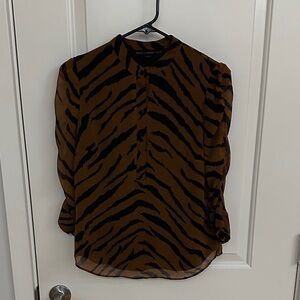 White House Black Market Tiger Stripe Blouse in Brown and Black XS